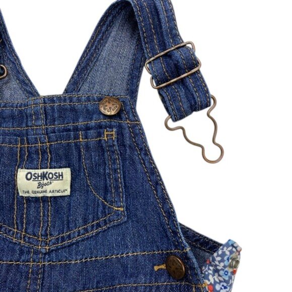 OshKosh B'gosh Floral Tiered Denim Jumper Dress size 18 Months - Picture 6 of 10